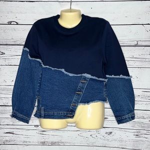 Rubberband Stretch Size S Navy Sweatshirt - Denim Exclusive Must Have Crop Top